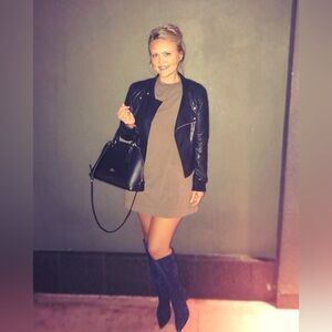 Organic Cotton T-Shirt Dress, Taupe/Grey, Size Small, By Groceries